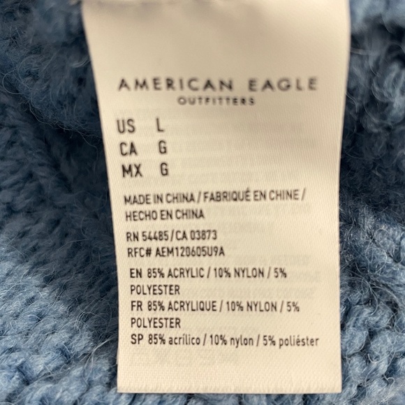 American Eagle Waffle Knit Crew Neck Sweater Blue Sz Lg - Picture 3 of 13